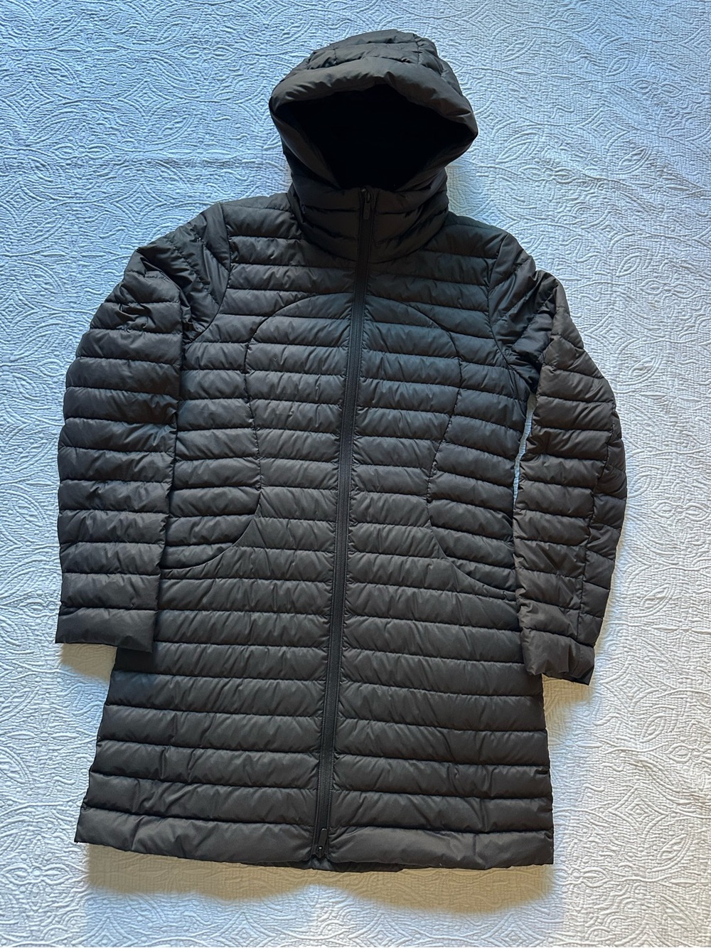 lululemon athletica Black Long Hooded Packable Puffer Coat